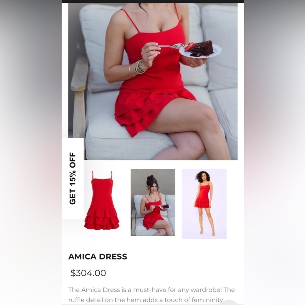 Revolve Likely NWT Amica Red Ruffle Mini Dress Size 6 - Picture 12 of 12